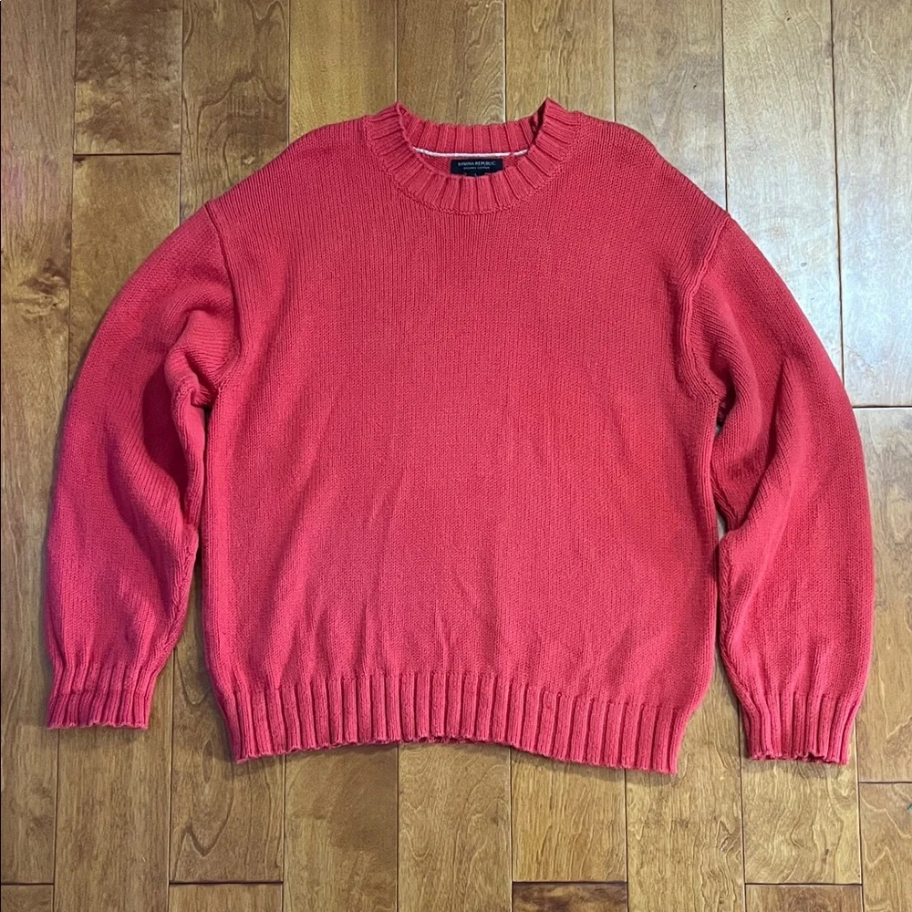 Banana Republic Chinky Knit Organic Cotton Sweater Size L Preppy Retro Classic